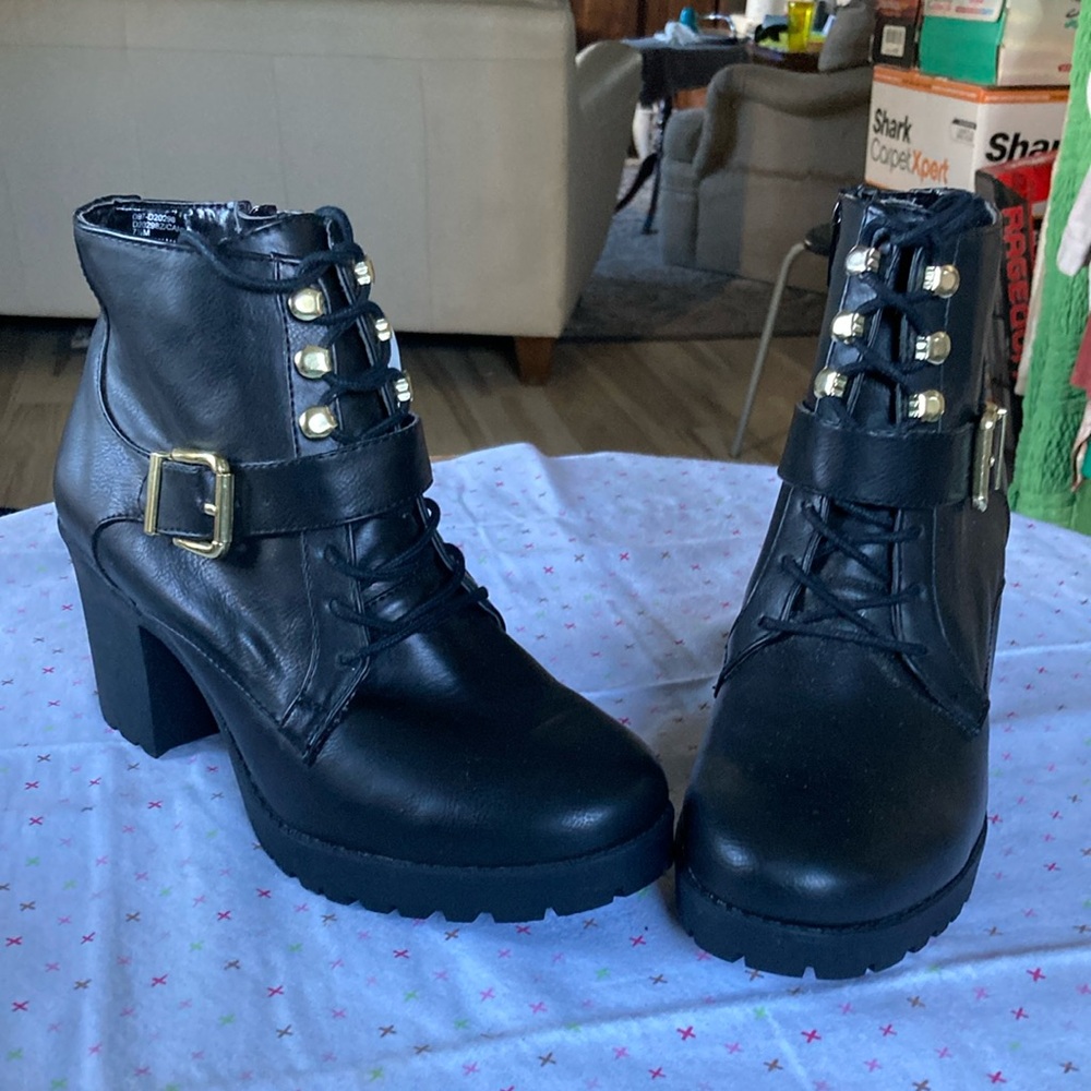Black Ankle Boots with Buckle Detail